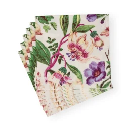Caspari Bridal Shower|Paper Luncheon Napkins|Porcelain Blooms Ivory Luncheon Napkins - 20 Per Package