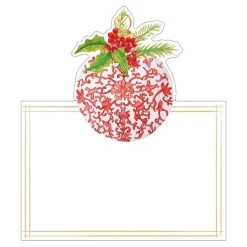 Caspari Christmas Place Cards|Place Cards|Porcelain Ornaments Die-Cut Place Cards - 8 Per Package