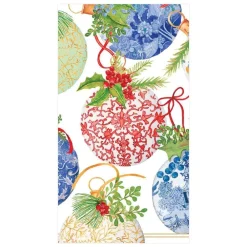 Caspari Christmas Napkins|Paper Guest Towels|Porcelain Ornaments Paper Guest Towel Napkins - 15 Per Package