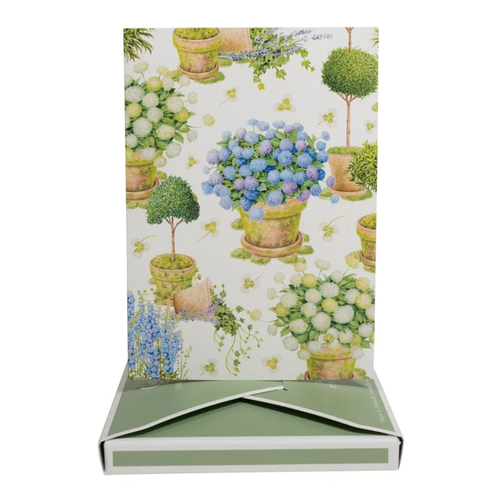 Caspari Note Cards|Potted Hydrangeas Boxed Note Cards - 8 Note Cards & 8 Envelopes