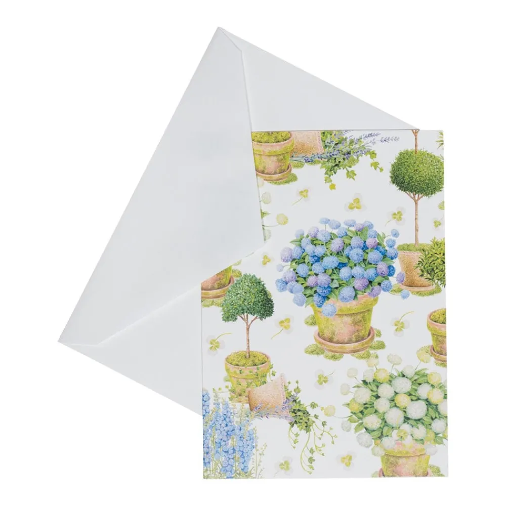 Caspari Note Cards|Potted Hydrangeas Boxed Note Cards - 8 Note Cards & 8 Envelopes