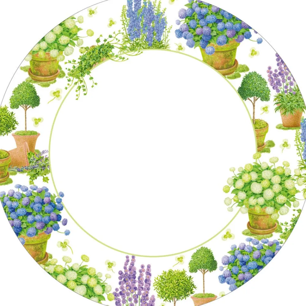 Caspari Paper Dinner Plates|Potted Hydrangeas Paper Dinner Plates - 8 Per Package