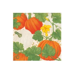 Caspari Boxed Cocktail Napkins|Pumpkin Chintz White Boxed Cocktail Napkins - 40 Per Box