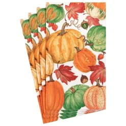 Caspari Halloween|Paper Guest Towels|Pumpkin Field Paper Guest Towel Napkins in White - 15 Per Package