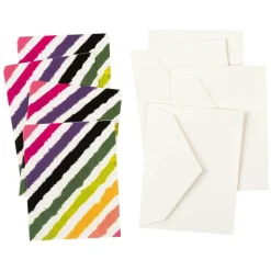 Caspari Birthday|Gift Tags & Enclosure Cards|Rainbow Stripe Gift Enclosure Cards in Ivory - 4 Mini Cards & 4 Envelopes