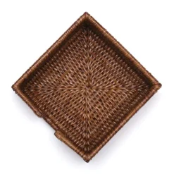 Caspari Memorial Day|Mother'S Day|Rattan Cocktail Napkin Holder in Dark Natural - 1 Each