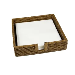Caspari Tailgates|Mother'S Day|Rattan Dinner Napkin Holder in Natural - 1 Napkin Holder