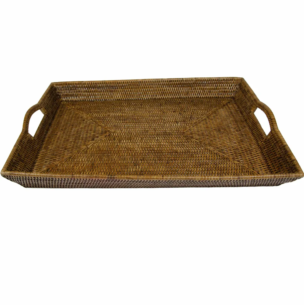 Caspari Tailgates|Mother'S Day|Rattan Extra Large Rectangle Tray in Natural-25.5" x 17.75" x 5"