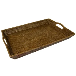 Caspari Tailgates|Mother'S Day|Rattan Extra Large Rectangle Tray in Natural-25.5
