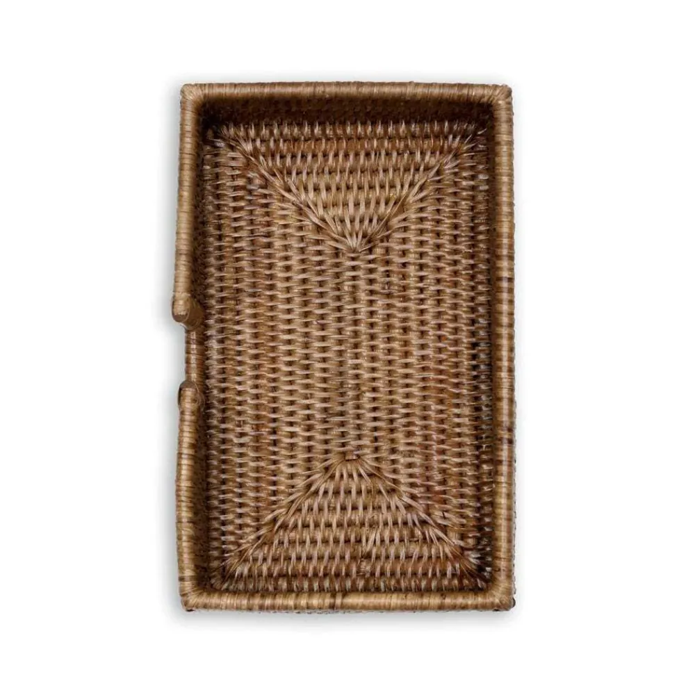 Caspari Tailgates|Memorial Day|Rattan Guest Towel Napkin Holder in Dark Natural - 1 Each