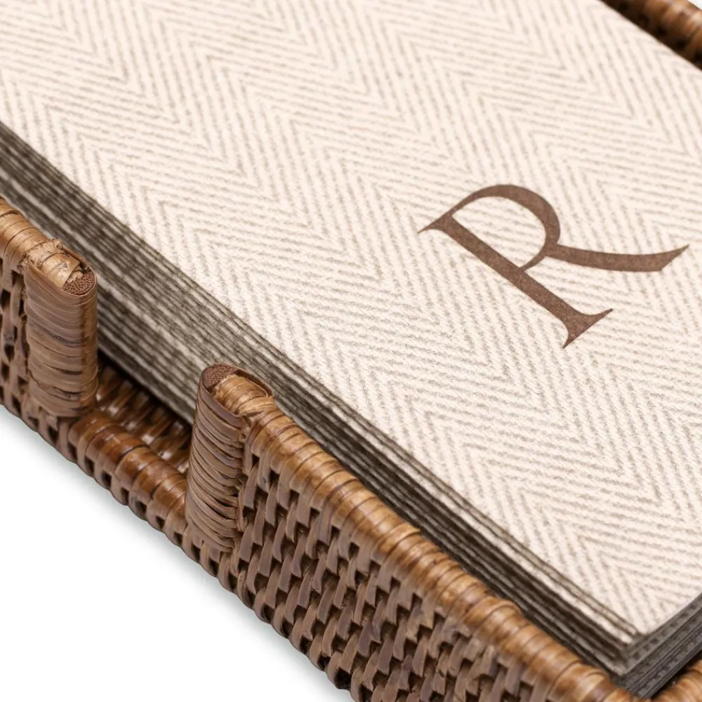 Caspari Tailgates|Memorial Day|Rattan Guest Towel Napkin Holder in Dark Natural - 1 Each