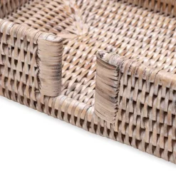 Caspari Tailgates|Summer Picnic|Rattan Guest Towel Napkin Holder in White Natural - 1 Each