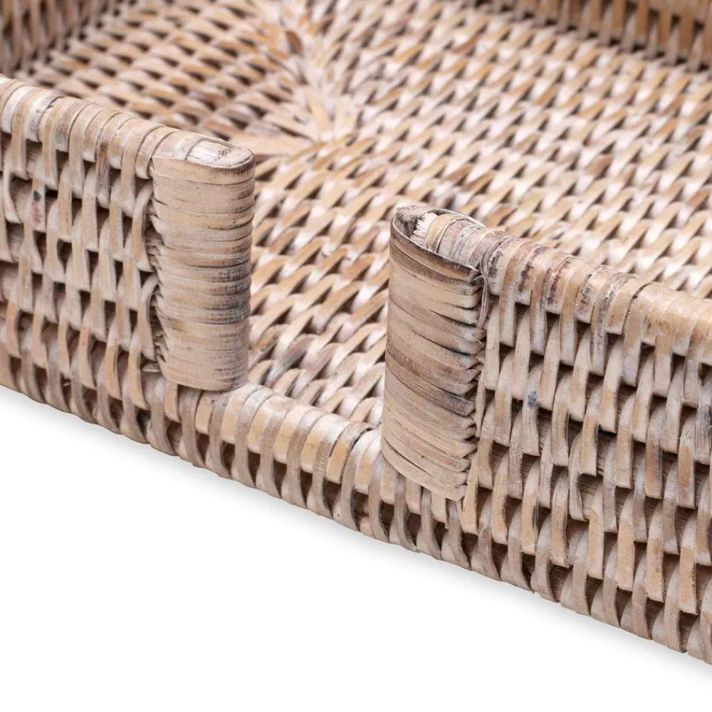 Caspari Tailgates|Summer Picnic|Rattan Guest Towel Napkin Holder in White Natural - 1 Each