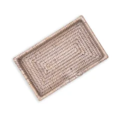 Caspari Tailgates|Summer Picnic|Rattan Guest Towel Napkin Holder in White Natural - 1 Each
