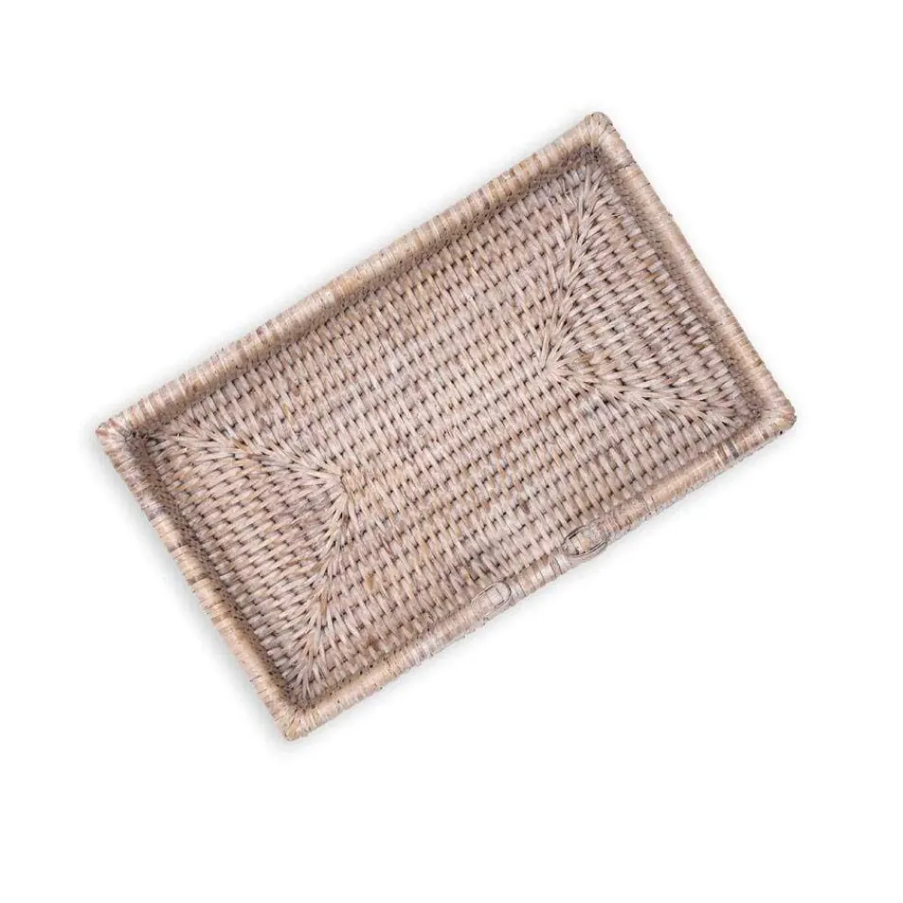Caspari Tailgates|Summer Picnic|Rattan Guest Towel Napkin Holder in White Natural - 1 Each