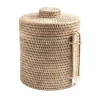 Caspari Tailgates|Cocktail Party|Rattan Ice Bucket with Tongs in White Natural - 1 Each