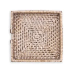 Caspari Tailgates|Summer Picnic|Rattan Luncheon Napkin Holder in White Natural - 1 Each