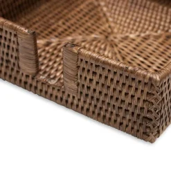 Caspari Memorial Day|Tailgates|Rattan Luncheon Napkin Holder in Dark Natural - 1 Each