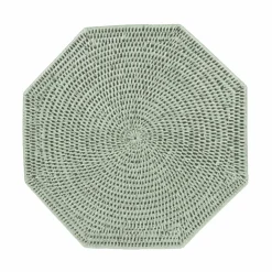 Caspari Summer Picnic|Mother'S Day|Rattan Octagonal Placemat in Green - 1 Placemat
