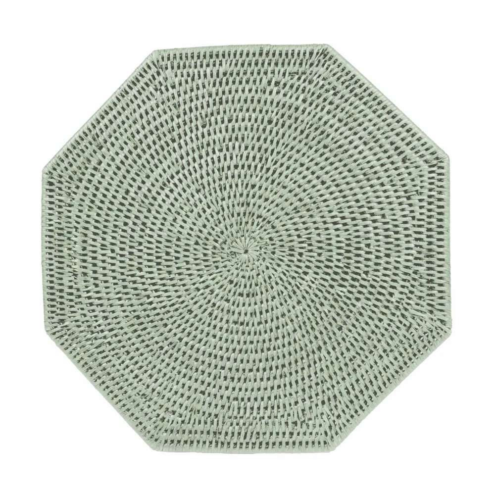 Caspari Summer Picnic|Mother'S Day|Rattan Octagonal Placemat in Green - 1 Placemat