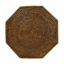 Caspari Mother'S Day|Placemats|Rattan Octagonal Placemat in Natural - 1 Placemat