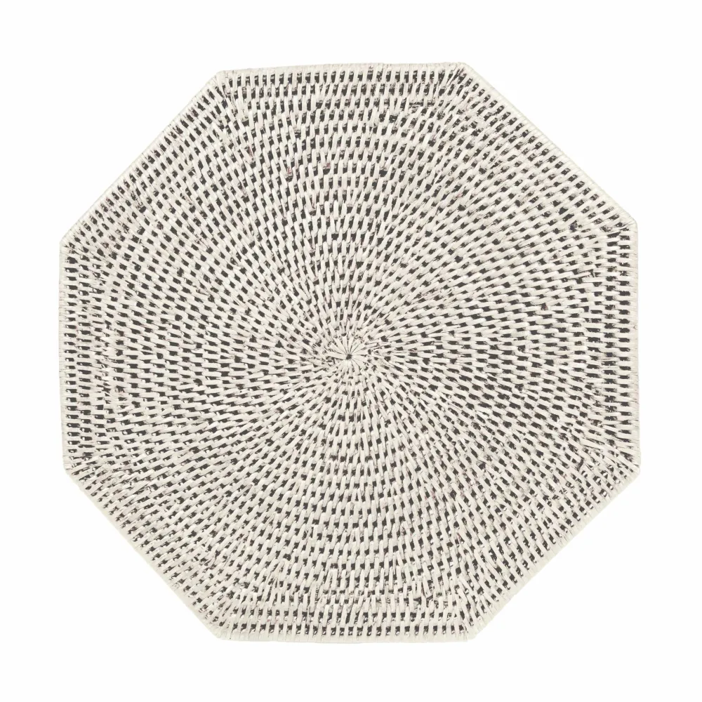 Caspari Summer Picnic|Memorial Day|Rattan Octagonal Placemat in Cream - 1 Placemat