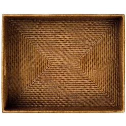 Caspari Memorial Day|Summer Picnic|Rattan Rectangular Deep Tray in Dark Natural - 1 Each