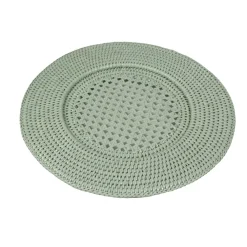 Caspari Summer Picnic|Rattan Trays And Accessories|Rattan Round Charger Plate in Green - 1 Charger Plate