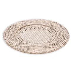 Caspari Summer Picnic|Bridal Shower|Rattan Round Plate Charger in White Natural - 1 Each