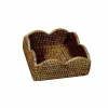 Caspari Tailgates|Rattan Trays And Accessories|Rattan Scalloped Luncheon Napkin Holders in Natural - 1 Napkin Holder
