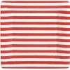 Caspari Christmas Plates|Fourth Of July|Red and White Stripe Square Paper Dinner Plates - 8 Per Package