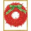 Caspari Christmas And Holiday Cards|Boxed Holiday Cards|Red Berry Wreath Petite Boxed Christmas Cards - includes 15 cards & envelopes