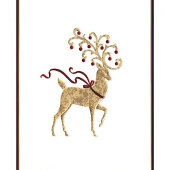 Caspari Christmas And Holiday Cards|Boxed Holiday Cards|Reindeer Foil Embossed Large Boxed Christmas Cards - includes 10 Cards & Envelopes