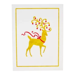 Caspari Christmas And Holiday Cards|Boxed Holiday Cards|Reindeer Foil Embossed Large Boxed Christmas Cards - includes 10 Cards & Envelopes