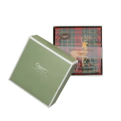 Caspari Boxed Cocktail Napkins|Reindeer Tartan Red Boxed Cocktail Napkins - includes 12 Boxed Cocktail Napkins