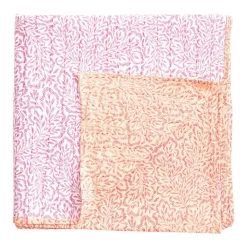 Caspari Tailgates|Summer Picnic|Reversible Kantha Table Cover in Fuchsia Block Print Leaves - 1 Each