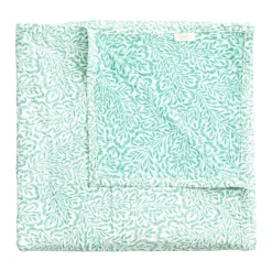 Caspari Tailgates|Summer Picnic|Reversible Kantha Table Cover in Green Block Print Leaves - 1 Each
