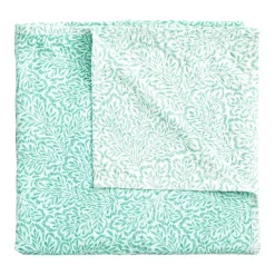 Caspari Tailgates|Summer Picnic|Reversible Kantha Table Cover in Green Block Print Leaves - 1 Each