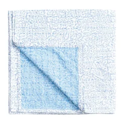 Caspari Tailgates|Memorial Day|Reversible Kantha Table Cover in Blue Block Print Leaves - 1 Each