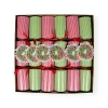 Caspari Christmas Crackers|Celebration Crackers|Ribbon Stripe Wreath Christmas Cracker - 6 per Box
