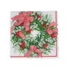 Caspari Christmas Napkins|Paper Luncheon Napkins|Ribbon Stripe Wreath Luncheon Napkins - 20 Per Package