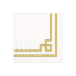 Caspari Christmas Napkins|Engagement Party|Rive Gauche Paper Cocktail Napkins in Gold & White - 20 Per Package