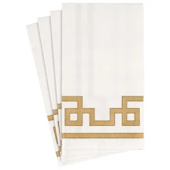 Caspari Christmas Napkins|Engagement Party|Rive Gauche Paper Guest Towel Napkins in Gold & White - 15 Per Package
