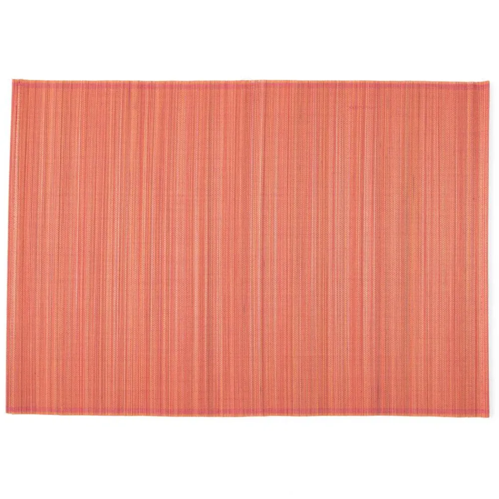 Caspari Placemats|Paper Placemats|Roll-Up Bamboo Placemats in Coral - Set of 4