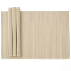 Caspari Christmas Placemats & Coasters|Paper Placemats|Roll-Up Bamboo Placemats in Natural - Set of 4