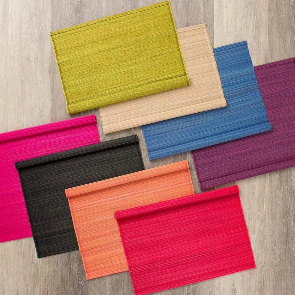 Caspari Christmas Placemats & Coasters|Paper Placemats|Roll-Up Bamboo Placemats in Natural - Set of 4