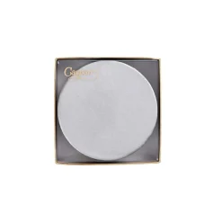 Caspari Christmas Placemats & Coasters|Hanukkah|Round Luster Felt-Backed Coasters in Silver - 8 Per Box
