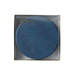 Caspari Father'S Day|Mother'S Day|Round Snakeskin Felt-Backed Coasters in Navy Blue - 8 Per Box