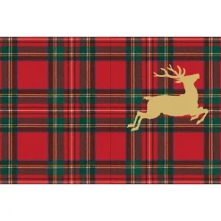 Caspari Gift Tags & Enclosure Cards|Royal Plaid Reindeer Foil Enclosure Cards & Envelopes - includes 4 Enclosure Cards & Envelopes