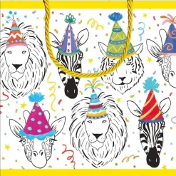 Caspari Birthday|Gift & Bottle Bags|Safari Birthday Small Square Gift Bag - 1 Each